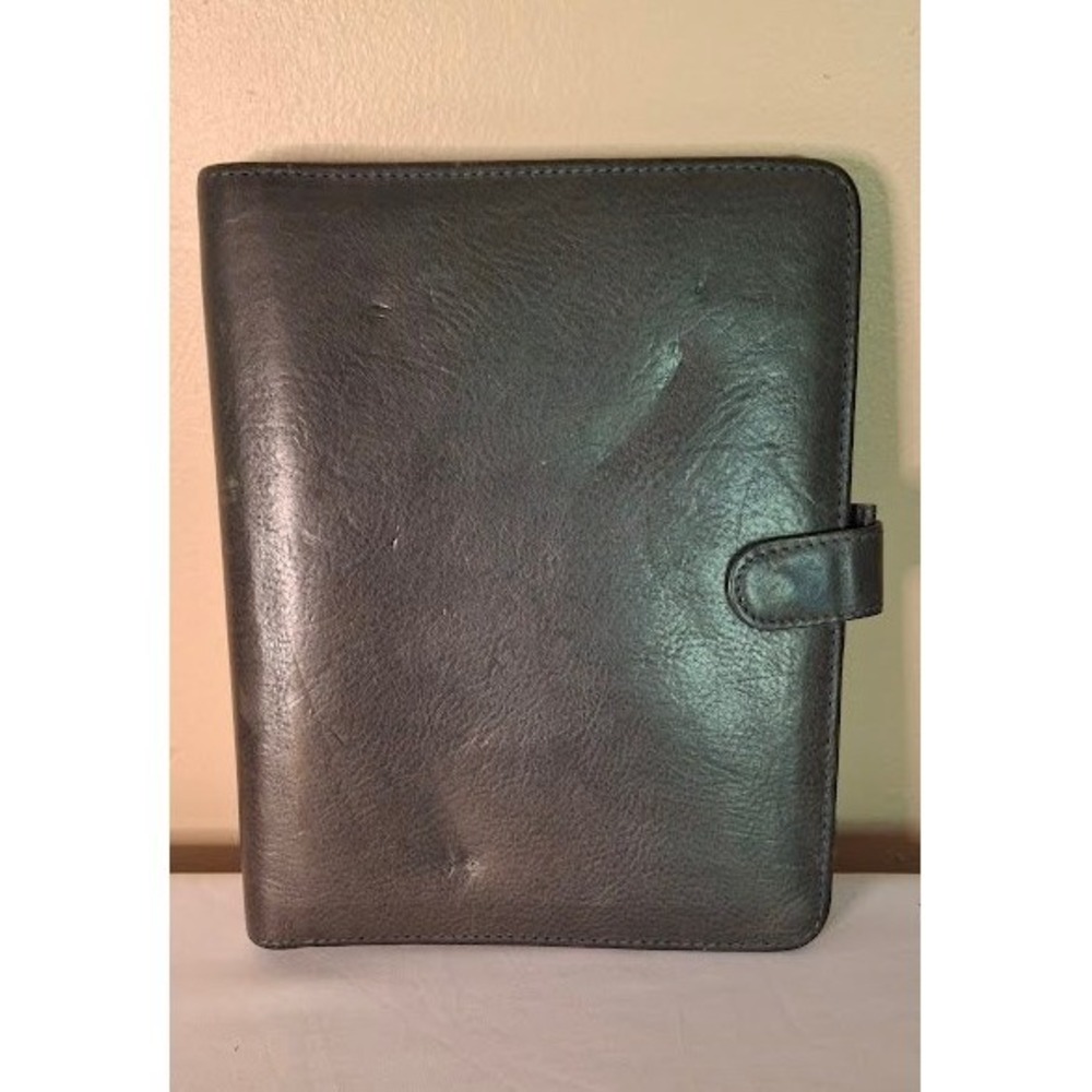 Franklin Covey Leather 7 Ring Binder Planner Organizer Black Serenity